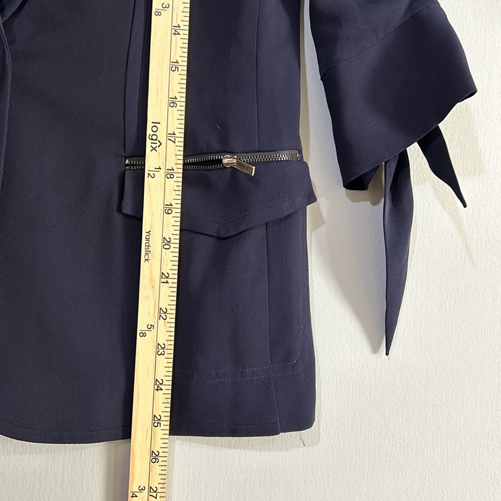 Z SPOKE ZAC WOMEN POSEN SILK BLAZER HALF SLEEVE NAVY BLUE SIZE 4 - Picture 8 of 12